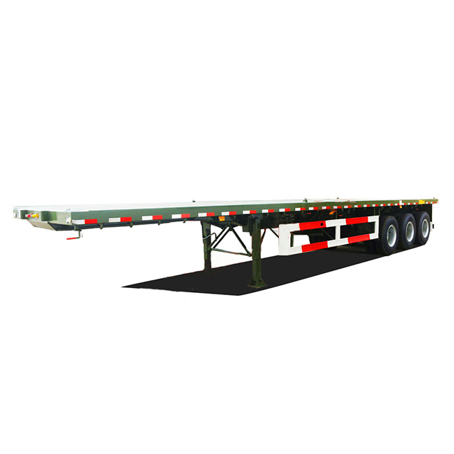 Container Carrying Flat Deck Flatbed Truck Semi Trailer