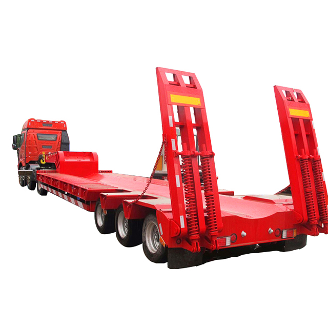 Low Bed Semi Trailer 60 80 100 Tons Lowboy Truck Semi Trailer